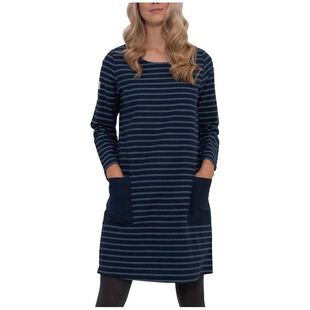 Brakeburn Womens Woven Stripe Dress Navy Sportpursuit