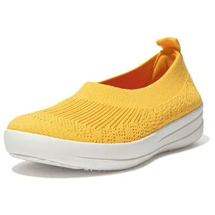 FitFlop Womens Uberknit Slip On Ballerinas Sunshine Yellow Sportpu