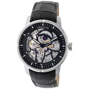 Heritor Mens Romulus Classic Watch Silver Black Sportpursuit