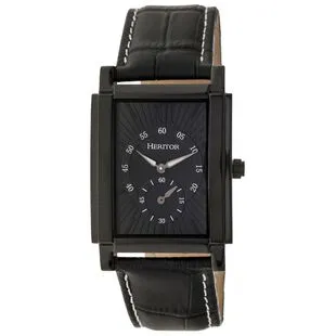 Heritor Mens Jasper Skeleton Leather Band Watch Silver White Sport