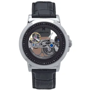 Heritor Mens Ryder Skeleton Watch Black Rose Gold Sportpursuit