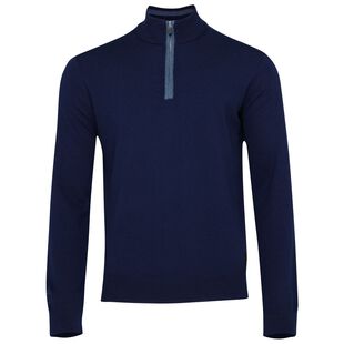 Isobaa Mens Zip Neck Sweater (Navy/Denim) | Sportpursuit.com