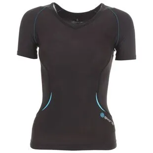 Skins Womens A400 Compression Short Sleeve Top (Black/Silver)
