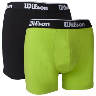 Wilson Underwear Mens 2 Pack Cotton Stretch Boxershorts Black Lime Gr
