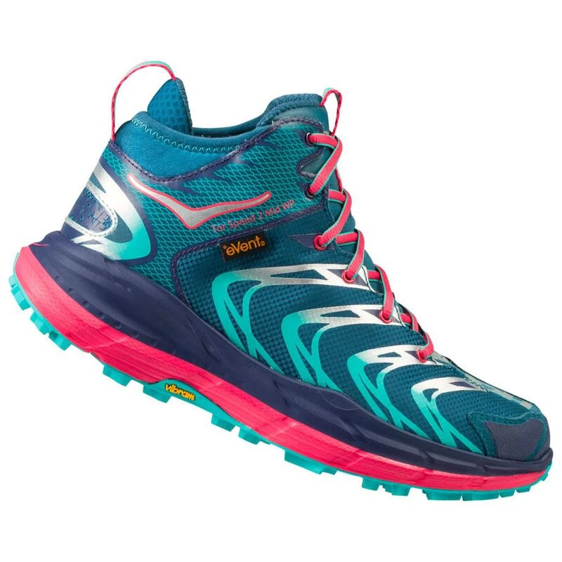 Hoka One One Womens Tor Speed 2 Mid Waterproof Shoes Blue Coral Peaco