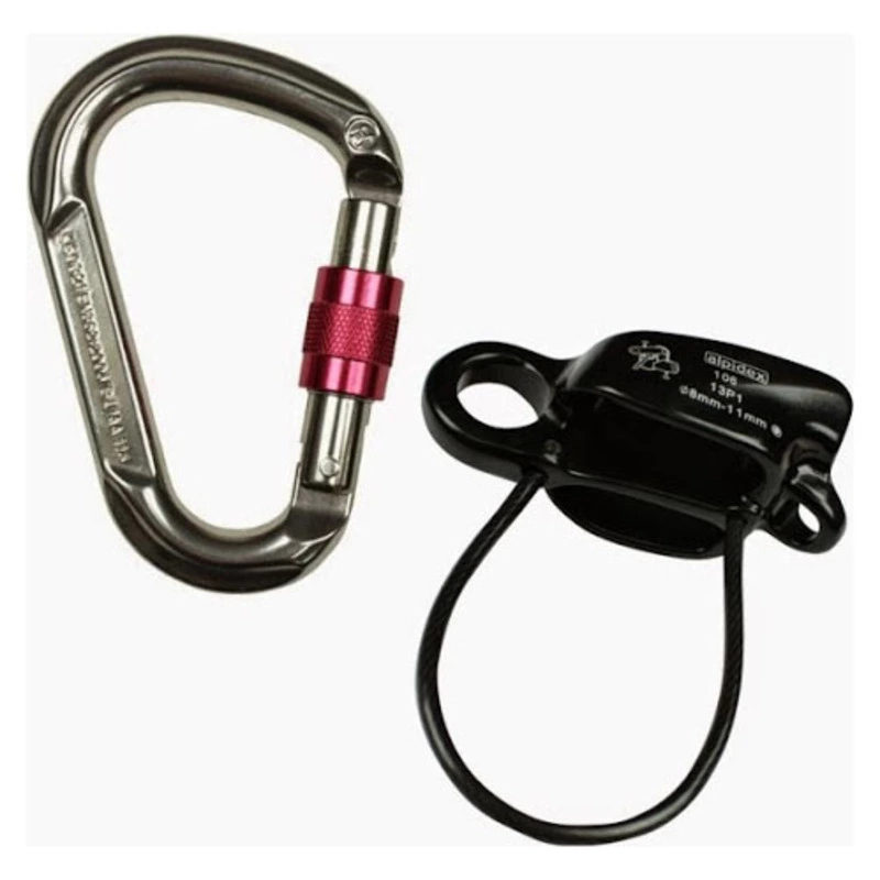 Alpidex Kratos Belay Device & Troja HMS Screw Carabiner (Blue) Sport