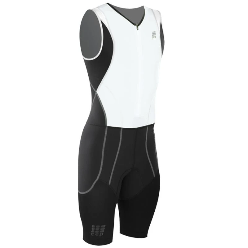 CEP Mens Triathlon Compression Skinsuit (Black/White) Sportpursuit.c