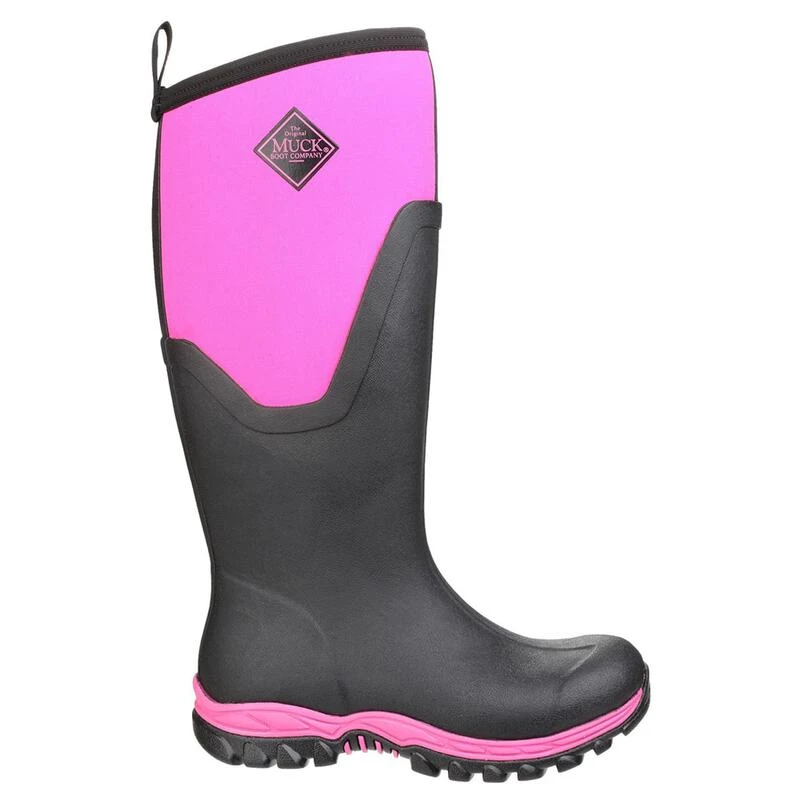 Muck Boot Womens Arctic Sport Pull On Wellingtons Black Pink Sport