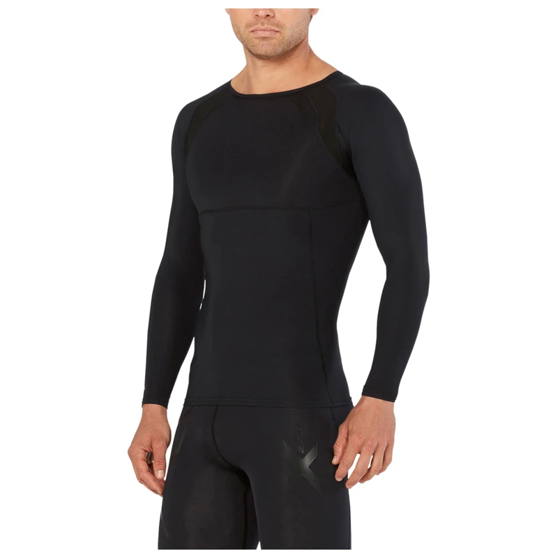 2XU Mens Recovery Compression Long Sleeve Top (Black/Nero) | Sportpurs
