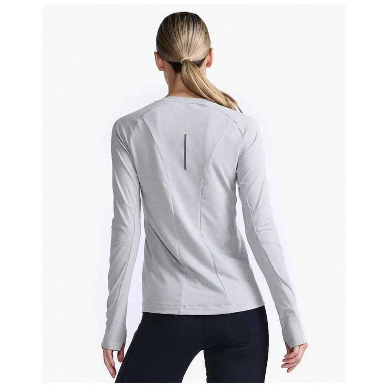 2XU Womens Ignition Base Layer T Shirt Grey Marle Black Reflective