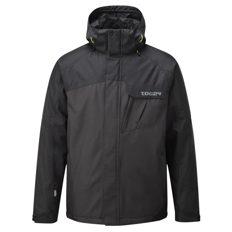 Tog24 Mens Soll Milatex Ski Jacket Black Storm Grey Sportpursuit.c