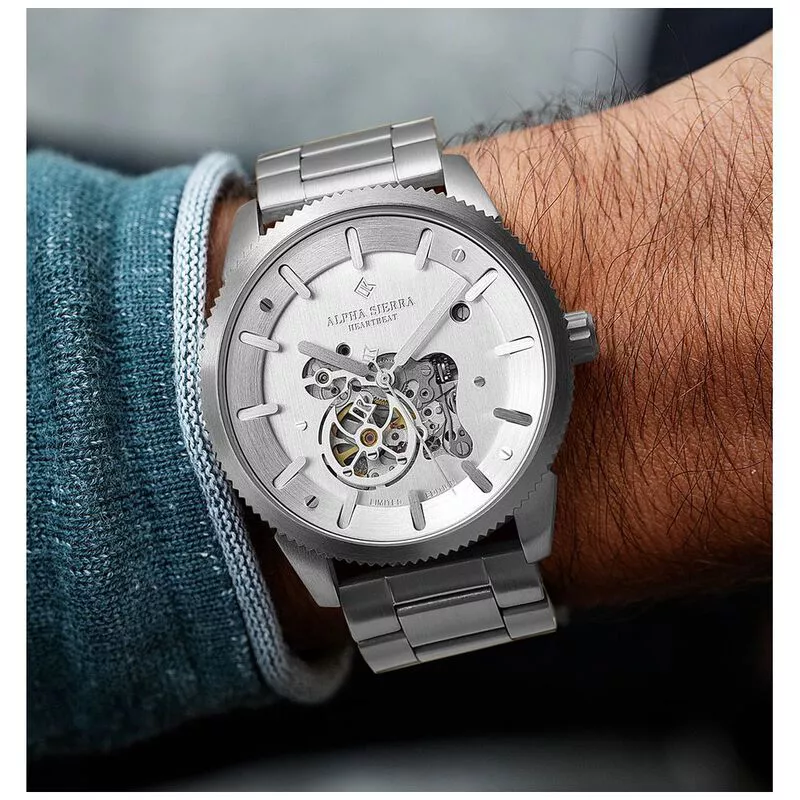 Alpha Sierra Heartbeat Automatic Watch Silver Steel Sportpursuit.c