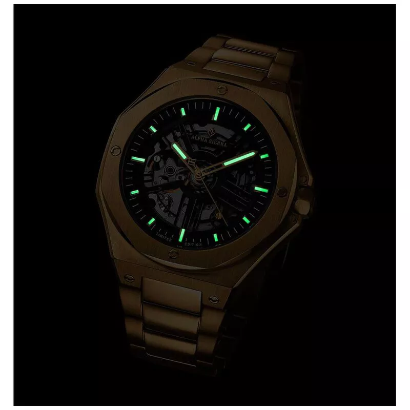 Alpha Sierra Falcon Automatic Watch Gold Black Steel Sportpursuit