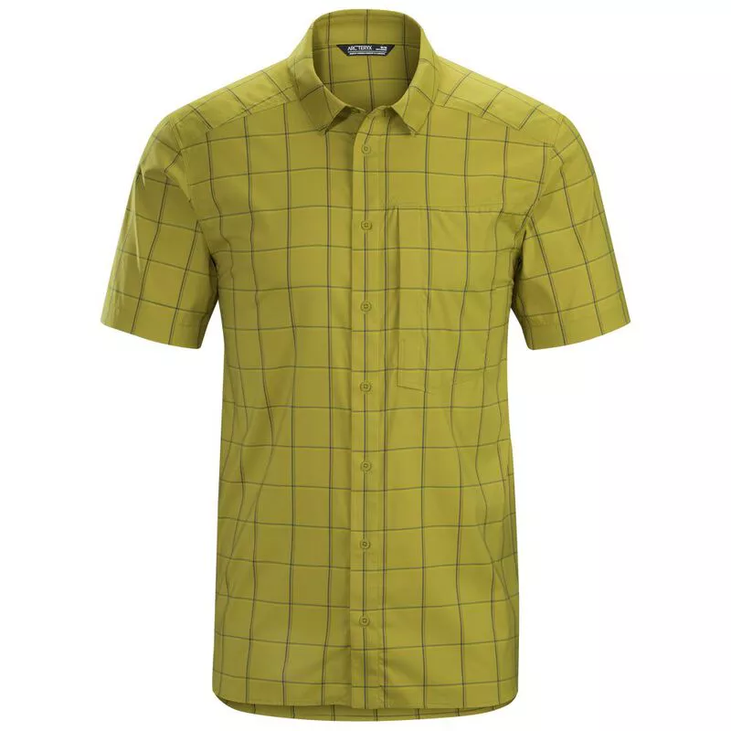 Arcteryx Mens Riel Short Sleeve Shirt Yukon Gold Sportpursuit