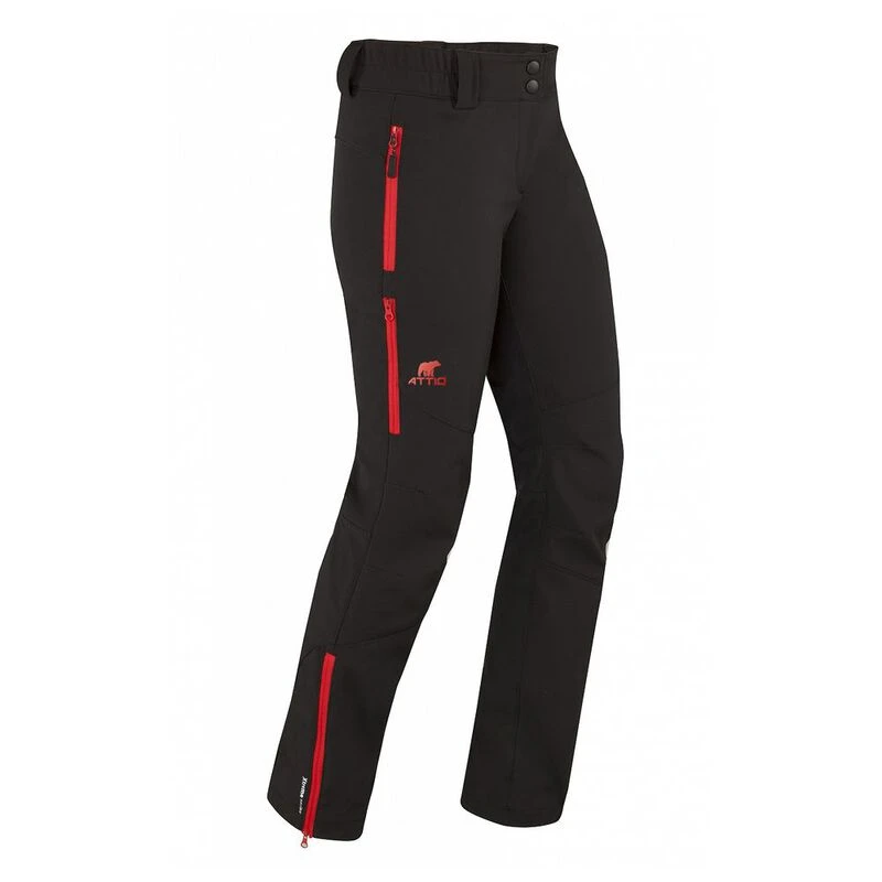 Attiq Mens Softshell Outdoor Tech Trousers (Black/Red) | Sportpursuit.