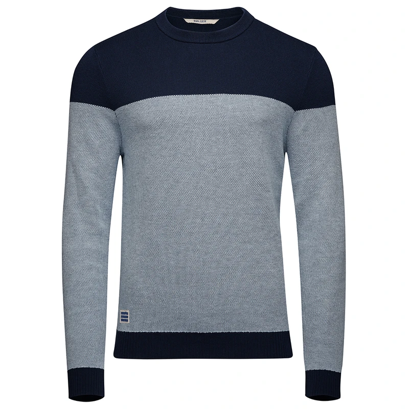 Bolger Mens Alesund Merino Blend Sweater (Navy/Ice Blue Melange) | Spo