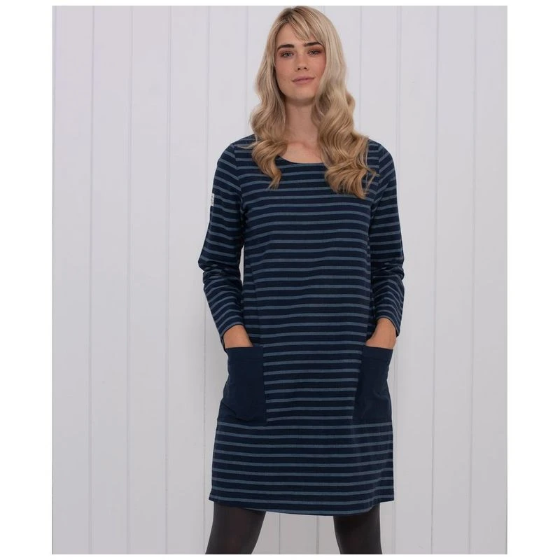 Brakeburn Womens Woven Stripe Dress Navy Sportpursuit