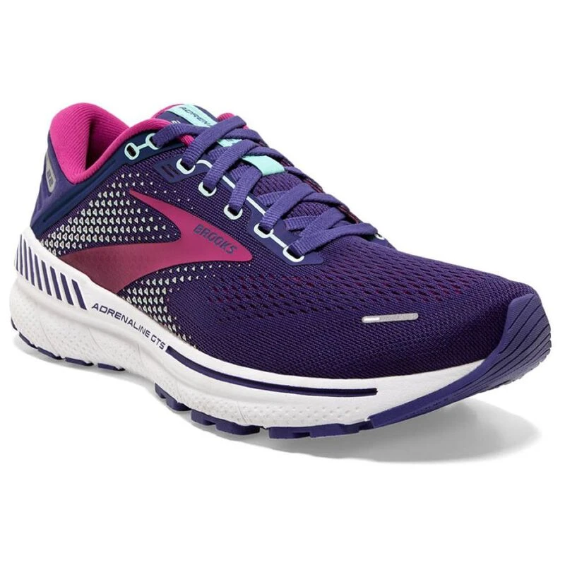 Brooks Womens Adrenaline GTS 22 Running Shoes (Navy/Yucca/Pink) | Spor