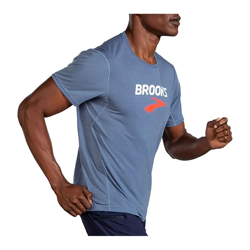Brooks Mens Distance Graphic Jersey Blue Sportpursuit