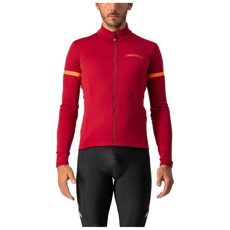Castelli Mens Fondo 2 FZ Long Sleeve Jersey Pro Red Orange Reflex