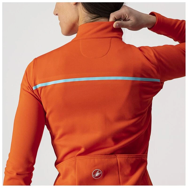 Castelli Womens Sinergia 2 FZ Long Sleeve Jersey Fiery Red Sky Blue