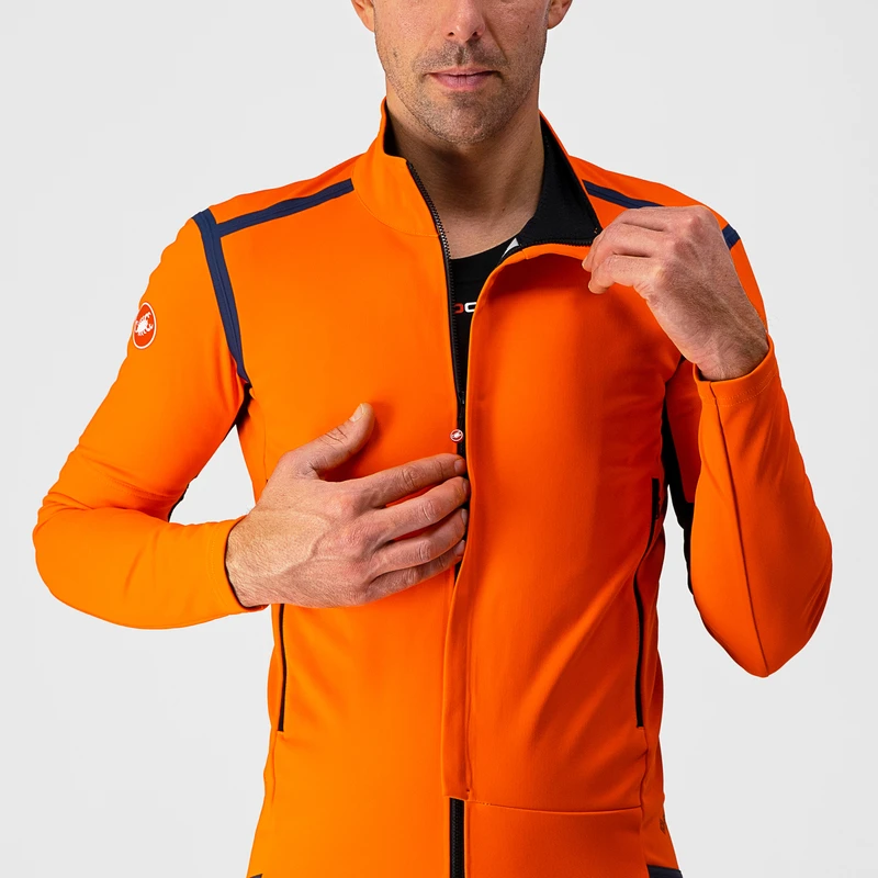 Castelli Mens Perfetto Ros Convertible Jacket Brilliant Orange Dark S