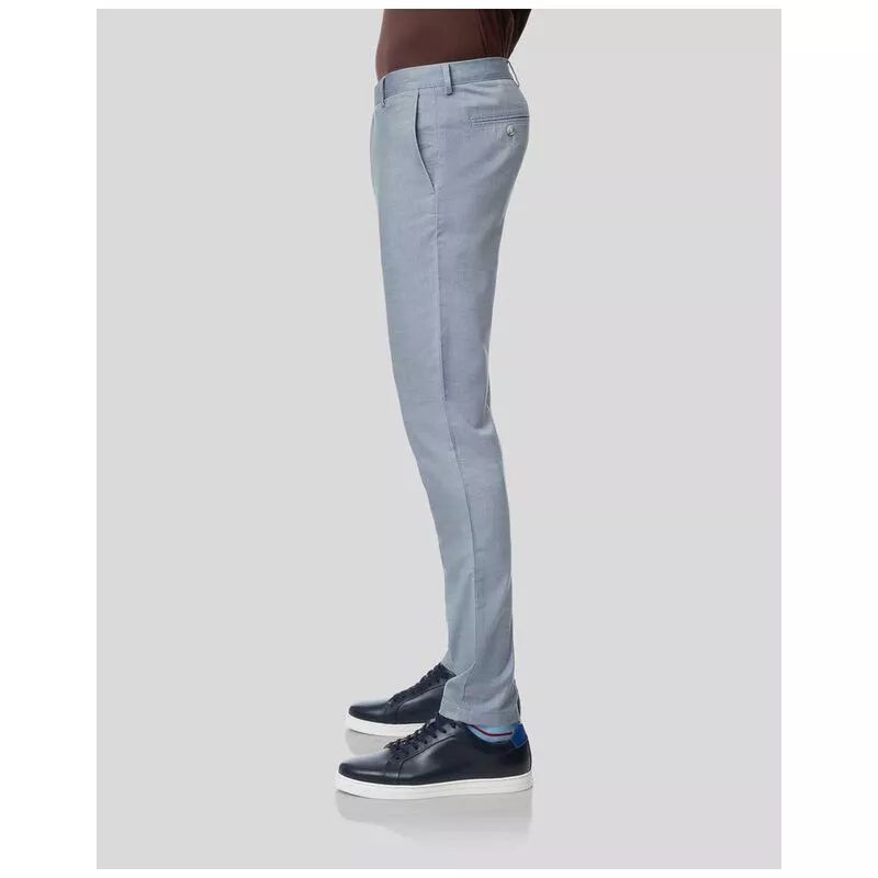 Light Blue Stretch Cotton Slim Leg Trousers