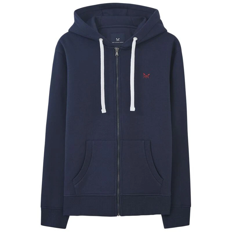 Crew Clothing Co. Mens Zip Through Hoodie Navy Sportpursuit
