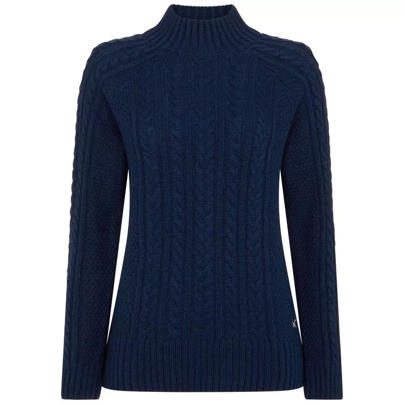 Crew Clothing Co. Womens Grown On Cable Knot Pullover (Navy) | Sportpu