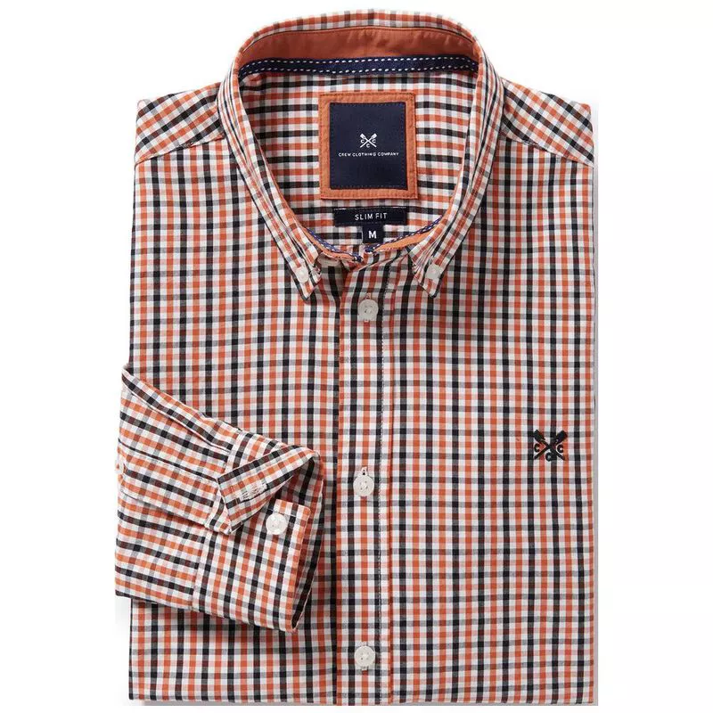 Crew Clothing Co. Mens Multi Gingham Check Shirt (Gold Flame) | Sportp