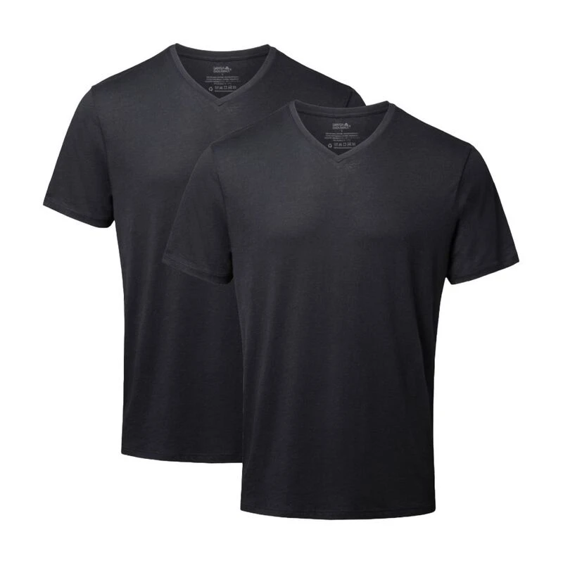 DanishEndurance Mens Modal V Neck T-Shirt (2 Pack - Jet Black) | Sport