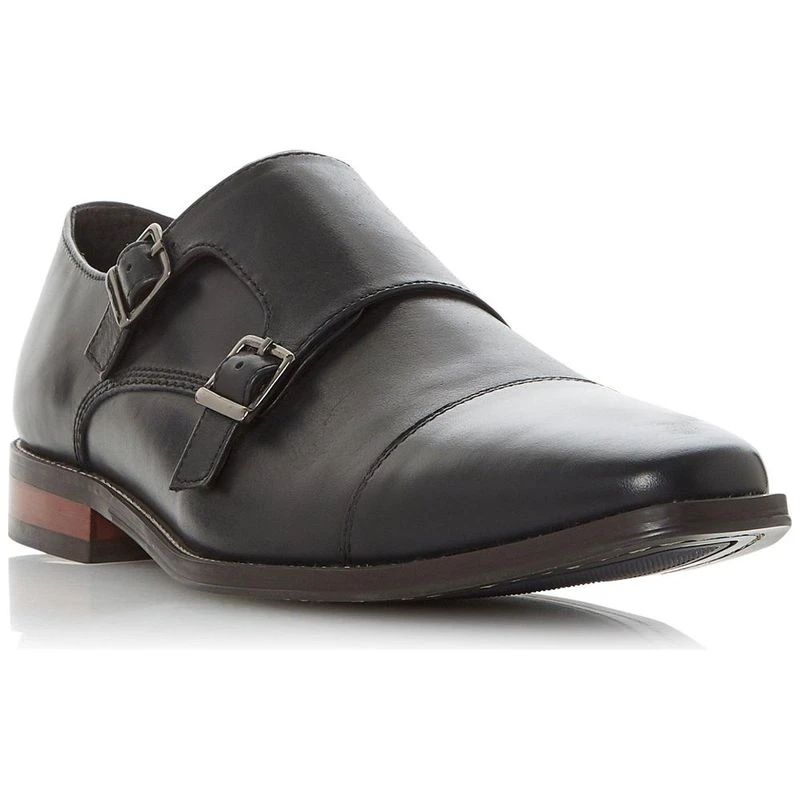 Dune Mens Stew Double Monk Shoes Black Sportpursuit