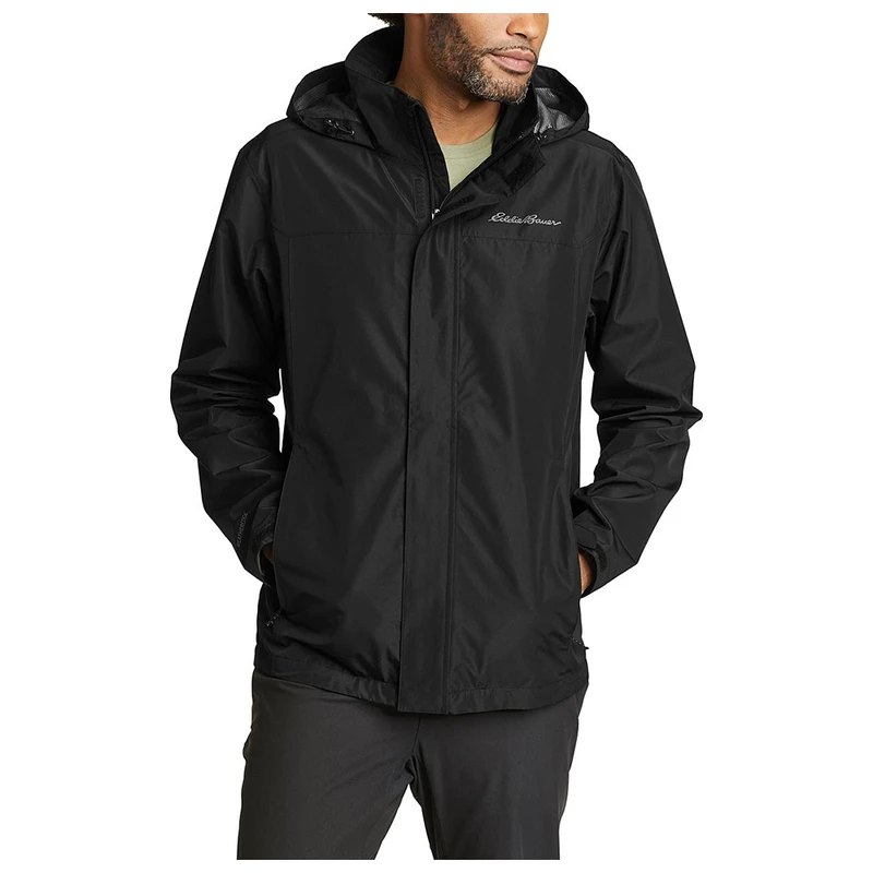 Eddie Bauer Mens Packable Rainfoil Jacket Black Sportpursuit