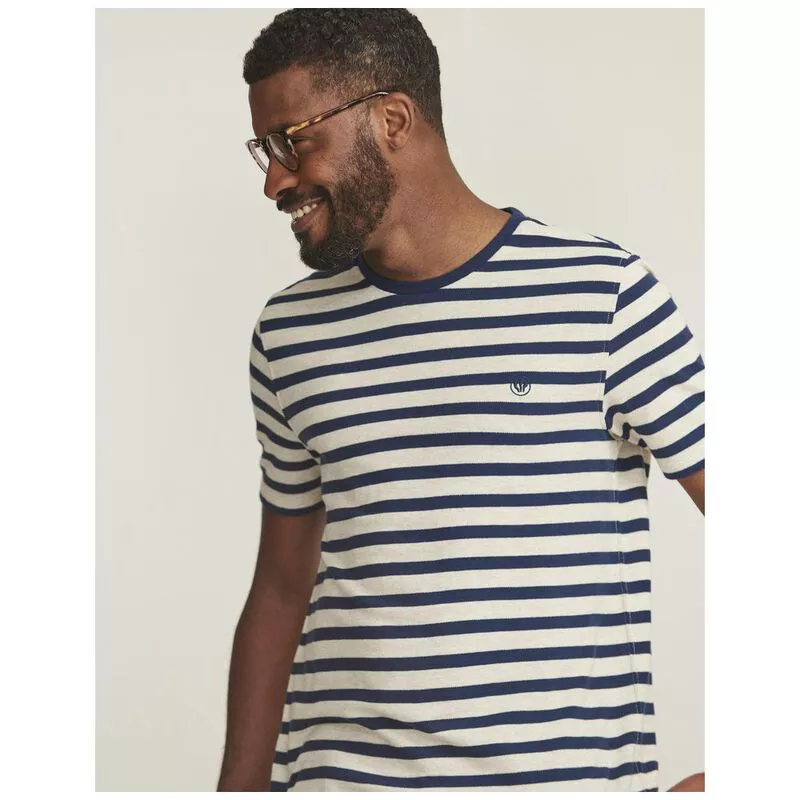 Fat Face Mens Pique Stripe TShirt (Grey Marl)
