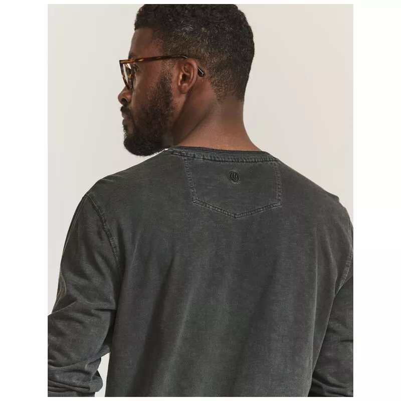 FatFace Mens Woodside Slub Henley Top (Washed Black) | Sportpursuit.co