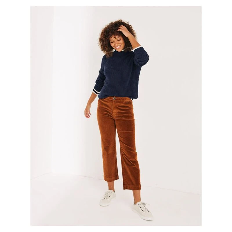 Buy Vero Moda Women Brown Solid Slim Flat Front Cropped Corduroy Trousers   Trousers for Women 1587179  Myntra