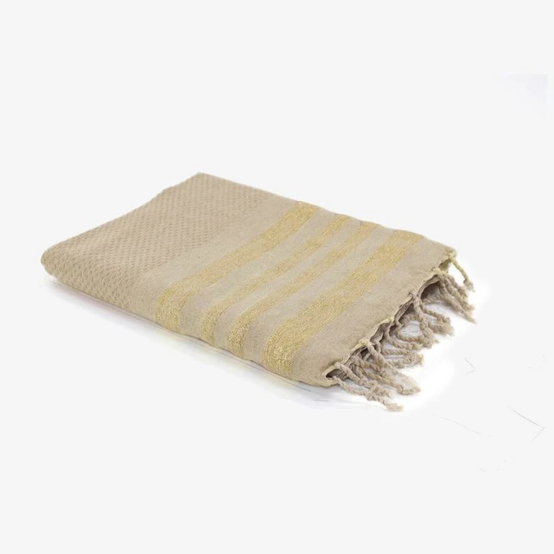 Febronie Hamptons Fouta Towel Beige Gold Sportpursuit