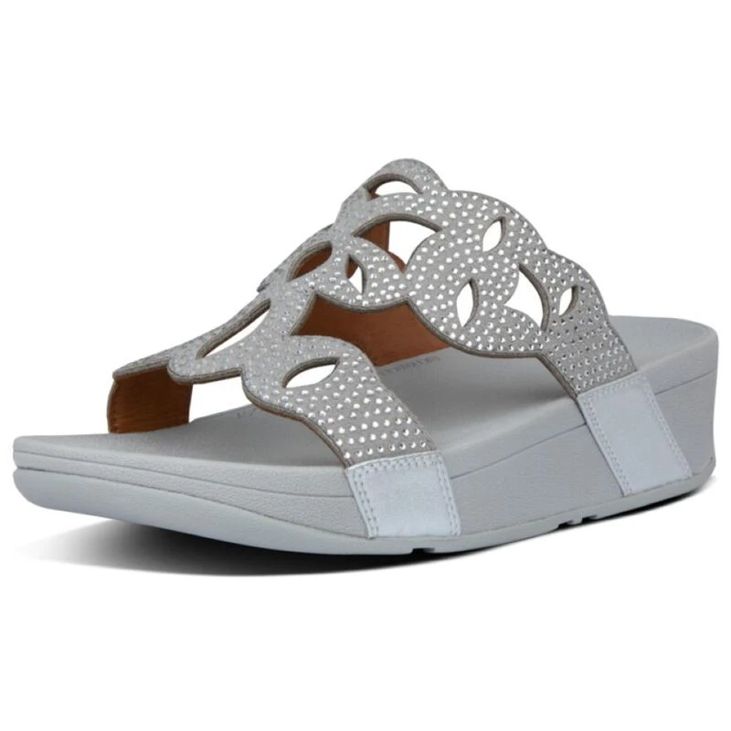 FitFlop Womens Elora Crystal Sandals Silver Sportpursuit