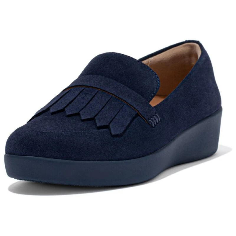 Fitflop Womens Superskate Fringe Suede Casual Shoes Midnight Navy