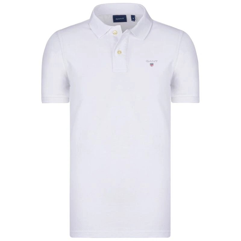 GANT Mens Solid Polo Shirt (White) | Sportpursuit.com