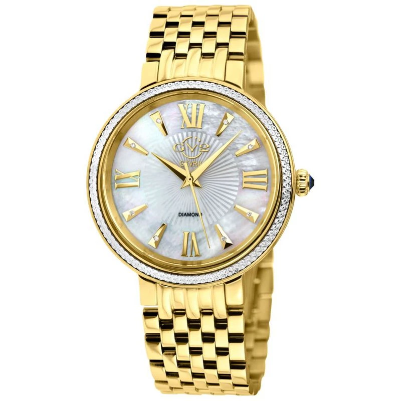 Gevril Womens GV2 Genoa Swiss Quartz Diamond Casual Watch Gold Spo
