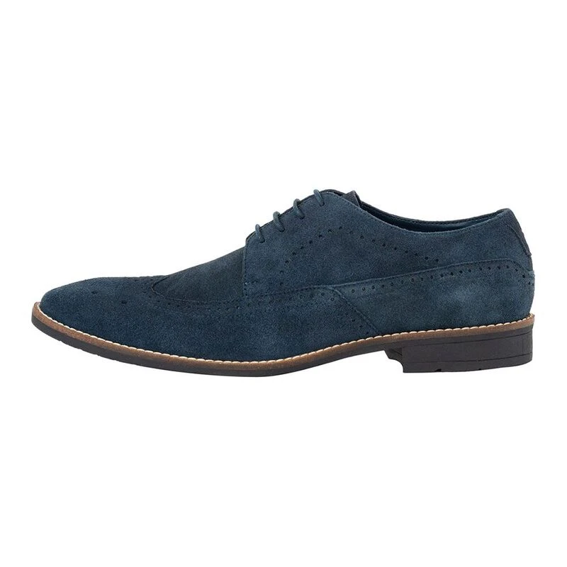 GoodwinSmith Mens Hounslow Le Navy Suede Derby Brogue Navy Casual Shoe