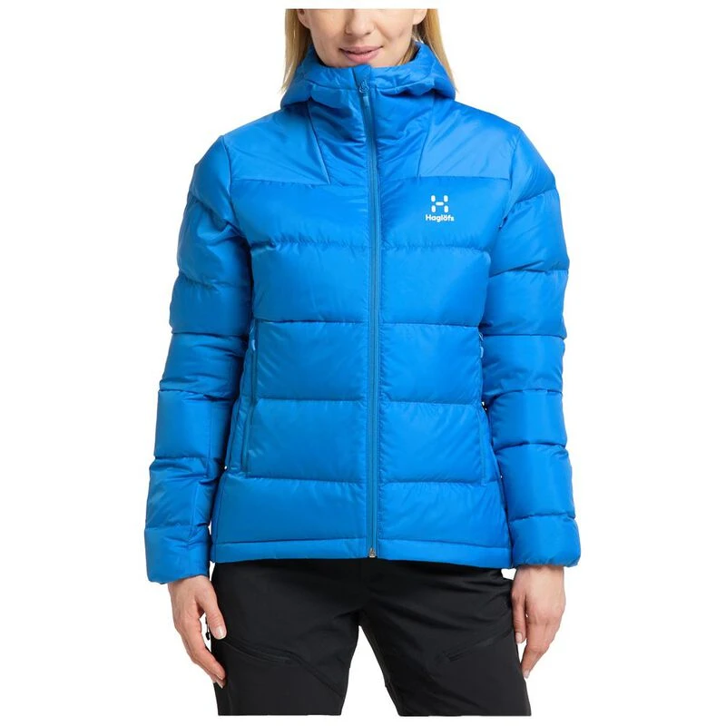 Haglofs Womens Bield Hooded Down Jacket Nordic Blue Sportpursuit.c