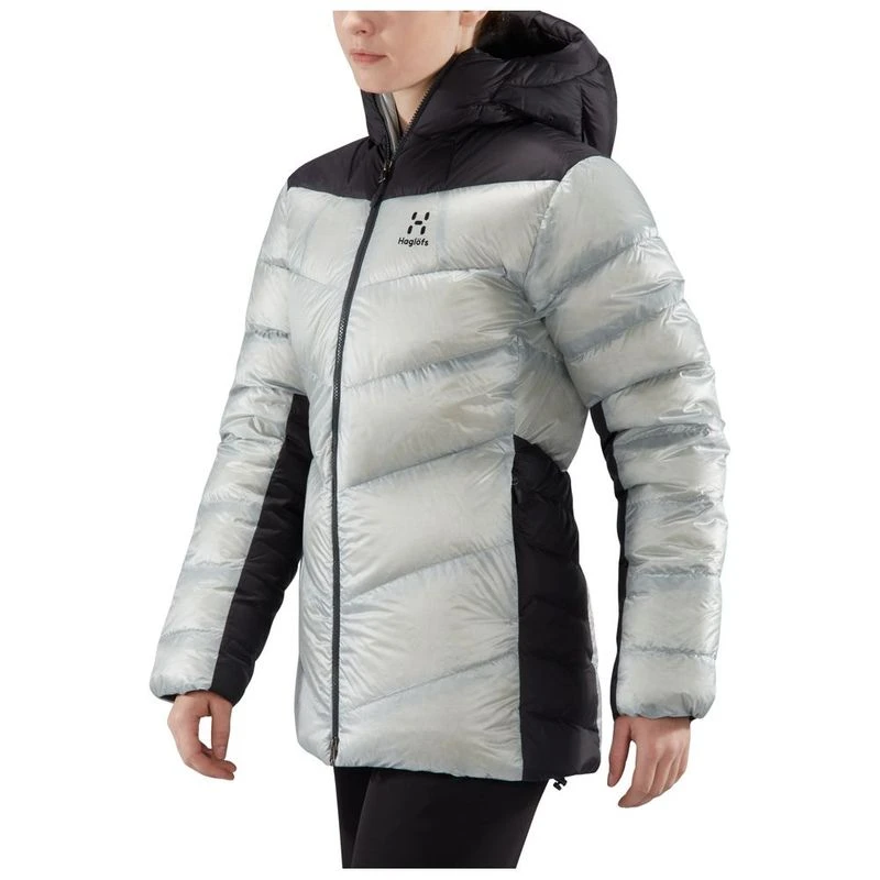 Haglofs Womens Magi Down Hooded Jacket Stone Grey Slate Sportpursu