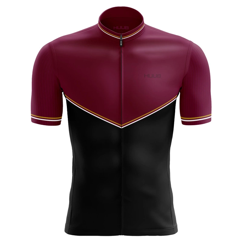 Huub Mens Chevron Short Sleeve Cycle Jersey (Burgundy/Black)