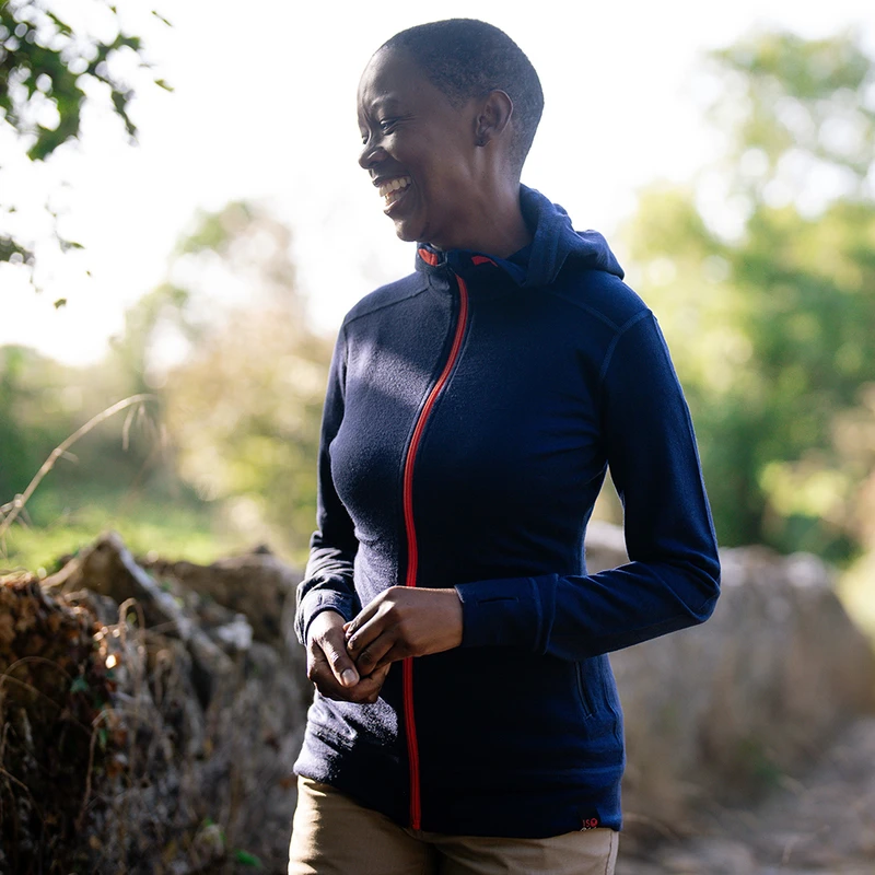ISOBAA Womens Merino 260 Casual Hoodie Navy Sportpursuit