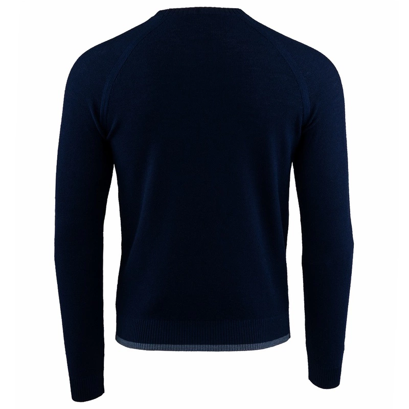 ISOBAA Mens Merino Moss Stitch Sweater (Navy/Denim) | Sportpursuit.com