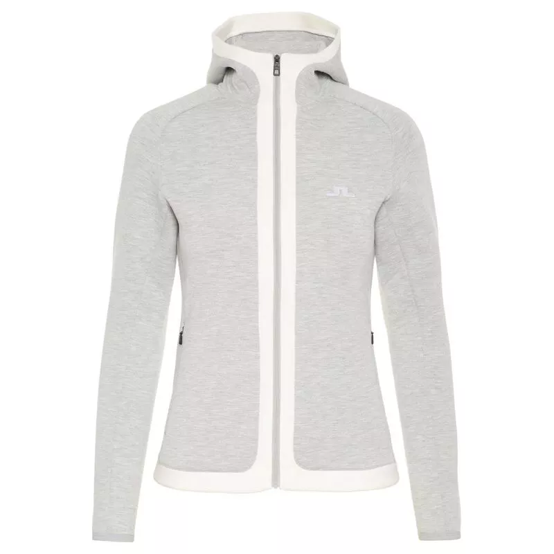 J Lindeberg Womens Moffit Tech Sweat Zipped Hoodie Stone Grey Melange