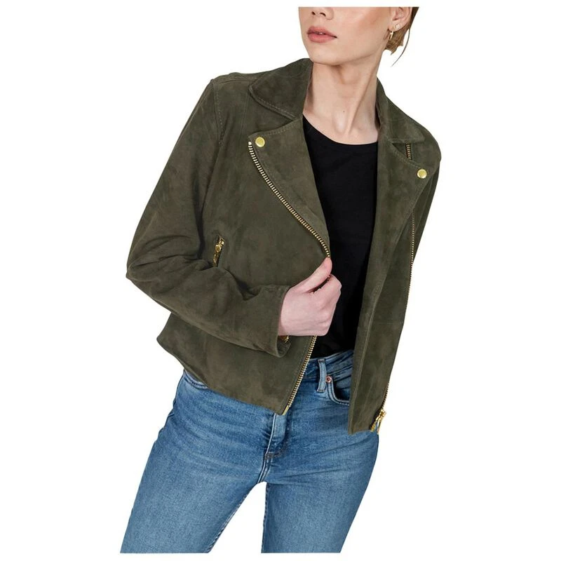 Olive biker jacket sales