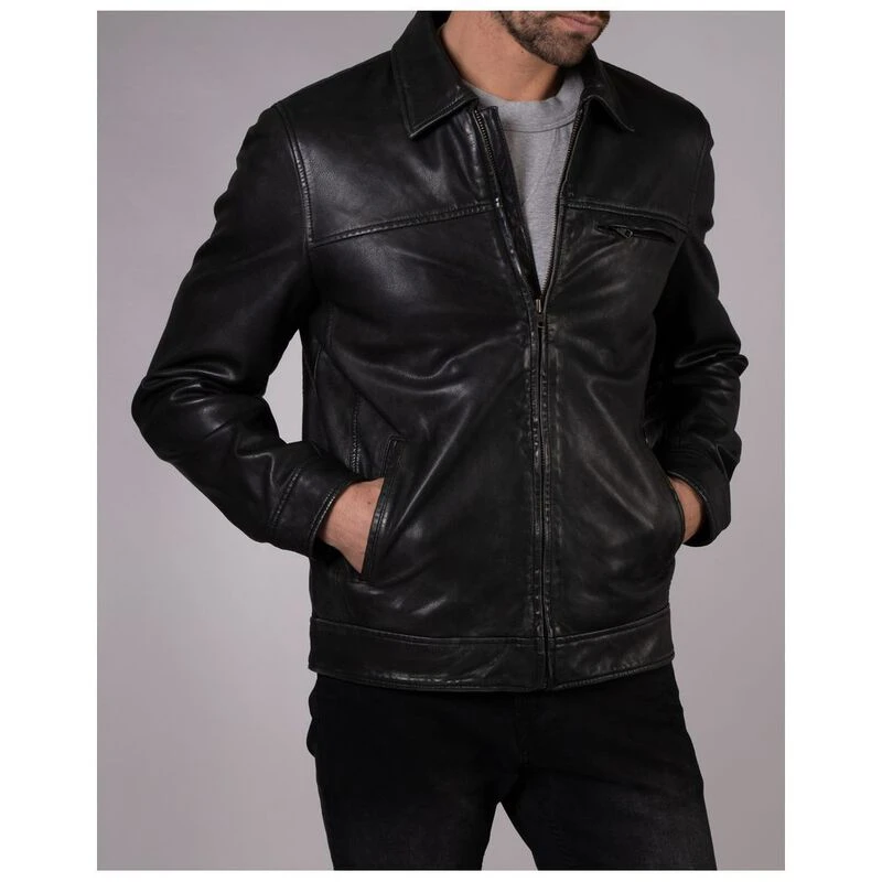 Jofama Mens Logan Stone Leather Jacket Black Sportpursuit